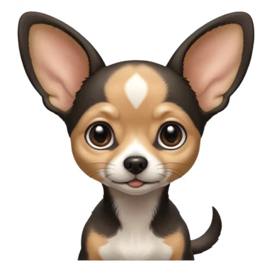 Full White and black Chihuahua - tiny, skinny and big ears sticker