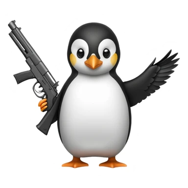 penguin with gun sticker