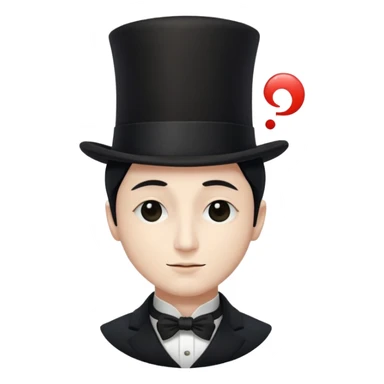 a french magician with a yin yang face and a closed eye type, and a top hat sticker