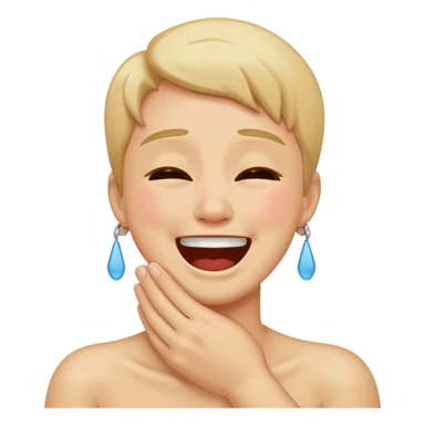 holding neck while laughing/crying sticker