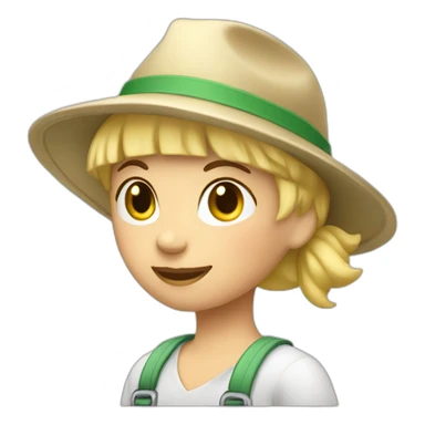short blonde hair gardener girl with hat sticker