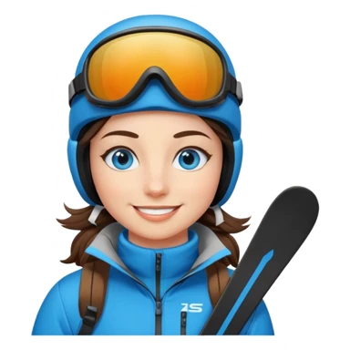 brunette with blue eyes skiing downhill  sticker