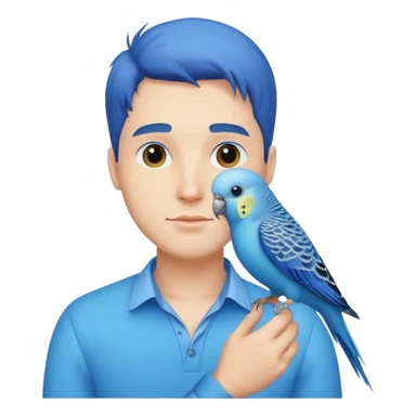 blue budgie parakeet with handsome man sticker