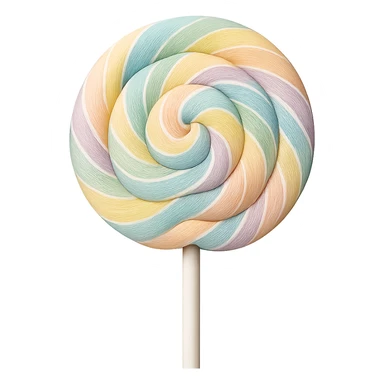 Change the lollipop to a pastel rainbow swirl in a realistic style, keep the background transparent. sticker