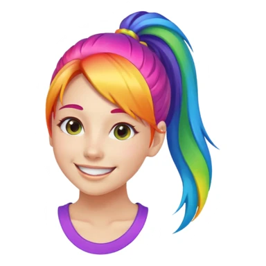 Girl with rainbow ponytail — bright gradient strands flowing sticker