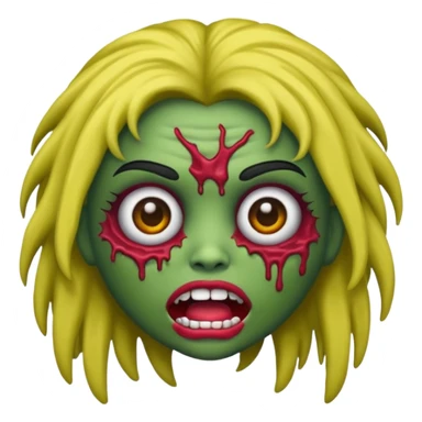 faça uma boneca zumbi estilo emoji do iphone com cabelos pretos cacheados sem muito volume e olhos pretos  sticker