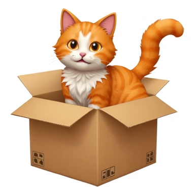 The cat jumps into the box. The head of the cat faces the box, the viewer sees the back of the cat sticker