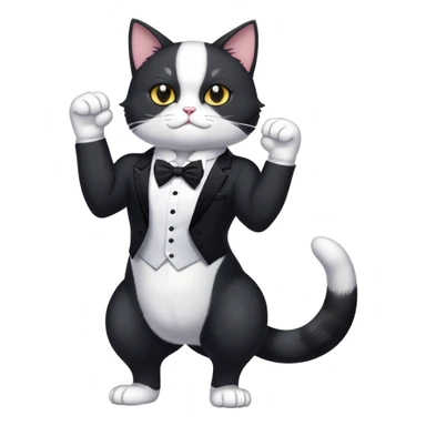 Super muscular Buff sigma Gigachad cat full body tuxedo colored  sticker