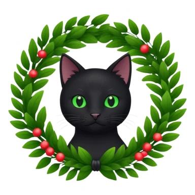 wreath black cat sticker