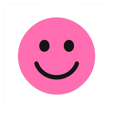 pink smiley face emoji, simple and iconic sticker