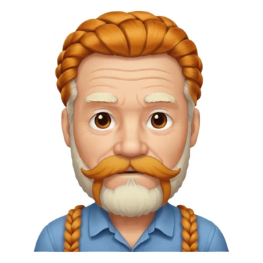 very old, white bearded and white mustached, ginger thick haired, braided, earringed sticker
