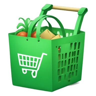 A green shopping bag in a shopping cart resolving code bugs sticker