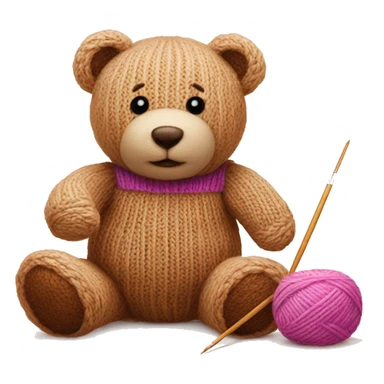 a teddy bear with knitting in progress next to it sticker