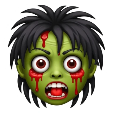 emoji de garota zumbi de cabelo preto e MINI franja sticker