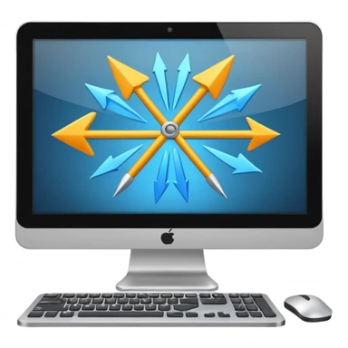 computer with arrows coming to it sticker