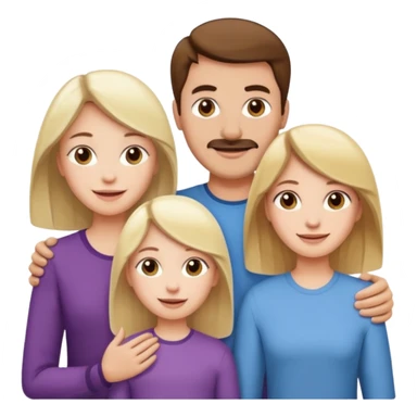 happy pale white family with one brown hair dad, one brown hair mom, one blonde girl, and one brown hair girl sticker