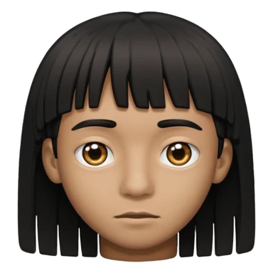 Dark brown boy, with fringe black hair, black eyes sticker