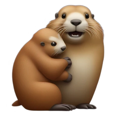 marmot hugging walrus sticker
