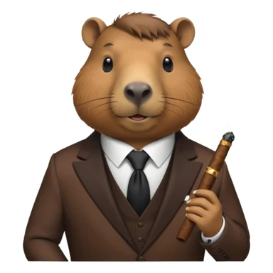 Capibara con un puro de tabaco y un traje elegante  sticker