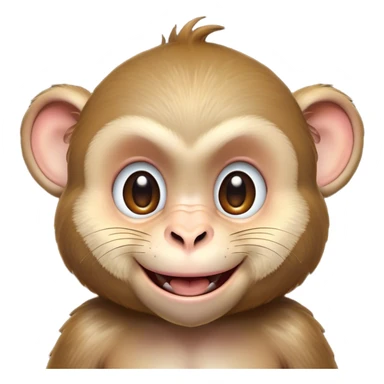 Cinematic Cheeky Macaque Portrait Emoji, Grinning mischievously with a tilted head and a playful smirk, showcasing a smart, agile build with soft, textured fur and wide, sparkling eyes pulling a funny face, Simplified yet strikingly expressive features, highly detailed, glowing with a warm, vibrant radiance, high shine, spirited and impish, stylized with an air of cheeky primate mischief, focused and teasing, soft glowing outline, capturing the essence of a cheeky macaque that looks ready to jump out of the screen with playful charm! sticker