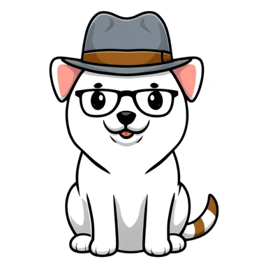Dog wearing fedora and glasses￼ sticker
