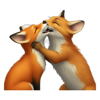 fox kissing rat sticker