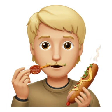 Hombre Rubio con una salchipapas pero la salchicha está quemada sticker