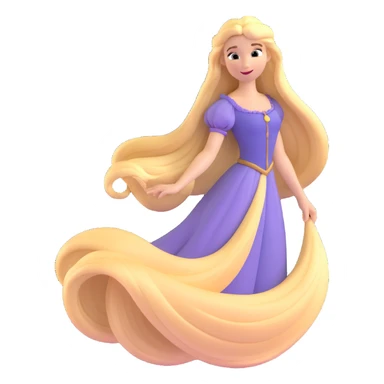 Disney Princess Rapunzel with extremely long flowing blonde hair sticker