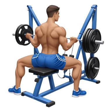 back view of man with blue shorts using seated cable-rows machine sticker
