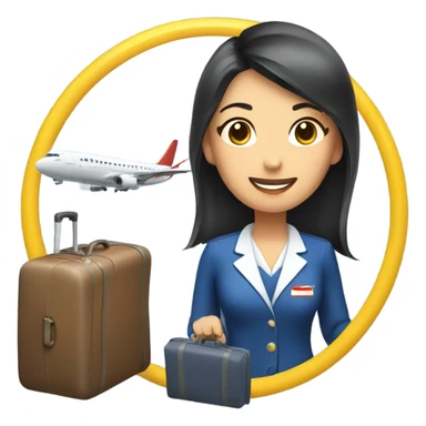 asian FLIGHT ATTENDANT WITH A LUGGAGE sticker