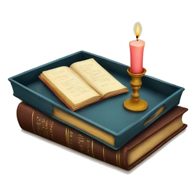 vintage tray with books and candle sticker