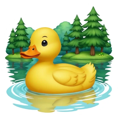 A yellow duck in a lake surrounded by nature sticker