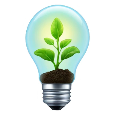 a plant sprout inside a glowing idea lightbulb sticker