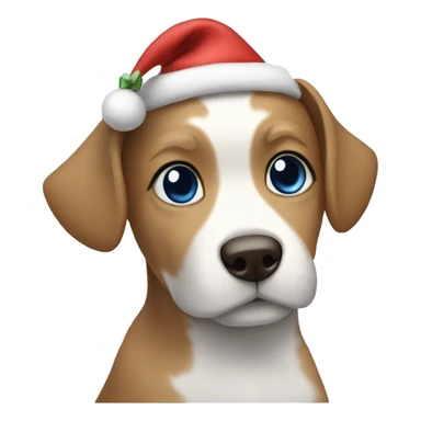 Shiatsu dog with girl with blue eyes and short hair wearing christmas hat  sticker