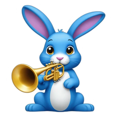 Un lapin bleu qui joue de la trompette sticker