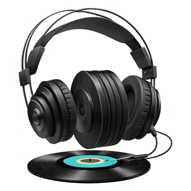 Headphones and vinyl record sticker