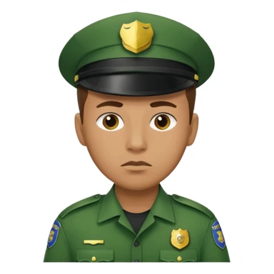 green uniform police without cap sticker