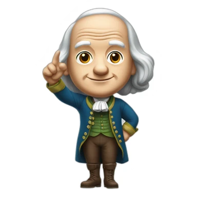 benjamin franklin with an arm up closed realistic sticker