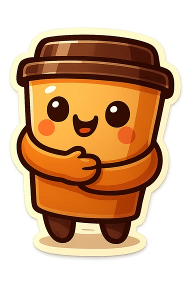 Tall coffee cup, compassion, hug sticker