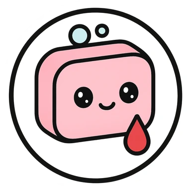 little alchemy style icon
subject: blood soap
border: medium-black
shape: round, circular
background: white
style: full color fill with medium black outlining sticker