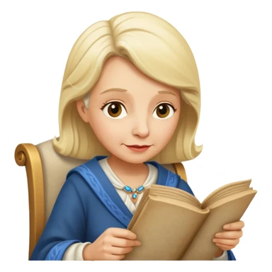 Old blonde lady reading a scroll sticker