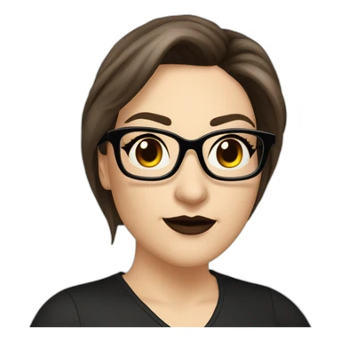 Sexy-Caucasian-Mum-woman-goth-long-brown-hair-dark-brown-eyes-wearing-glasses-plus-size-upturned-nose sticker