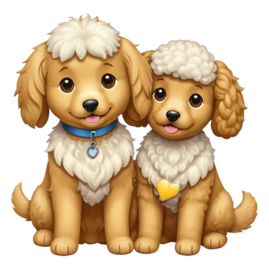 two dogs, with sticker
