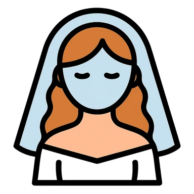 beautiful girl with long hair getting married veil covering face sticker