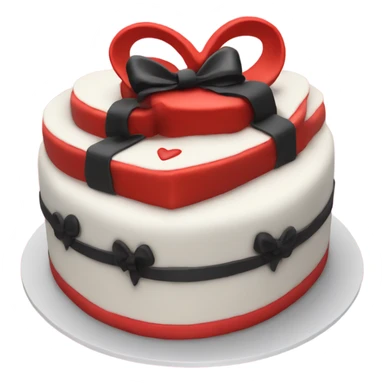 Red heart shaped birthday cake with black and white bows  sticker