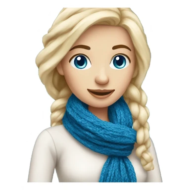 beautiful finnish blonde woman with blue eyes knitting scarf sticker