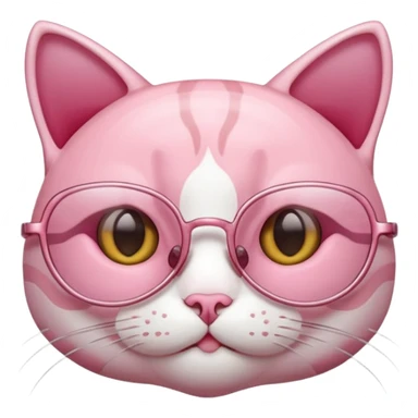 Rose pink glasses, cat type shaped. Negative: cat. sticker
