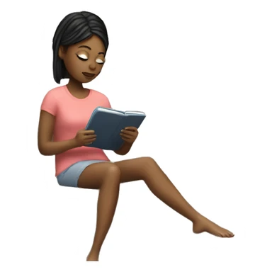 White girl reading a kindle on a couch sticker