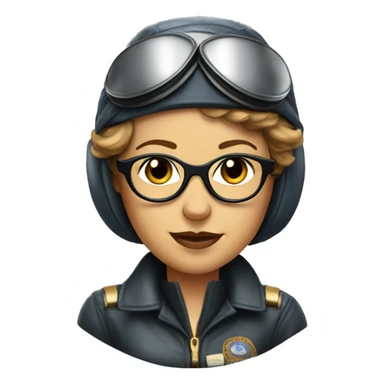 Amelia Earhart from the bust up, using airplane's pilot, wearing a pilot helmet with her aviation glasses on top of it, without patches in her clothes sticker