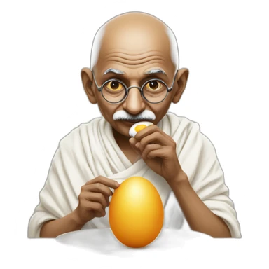 Gandhi eating a big egg sticker
